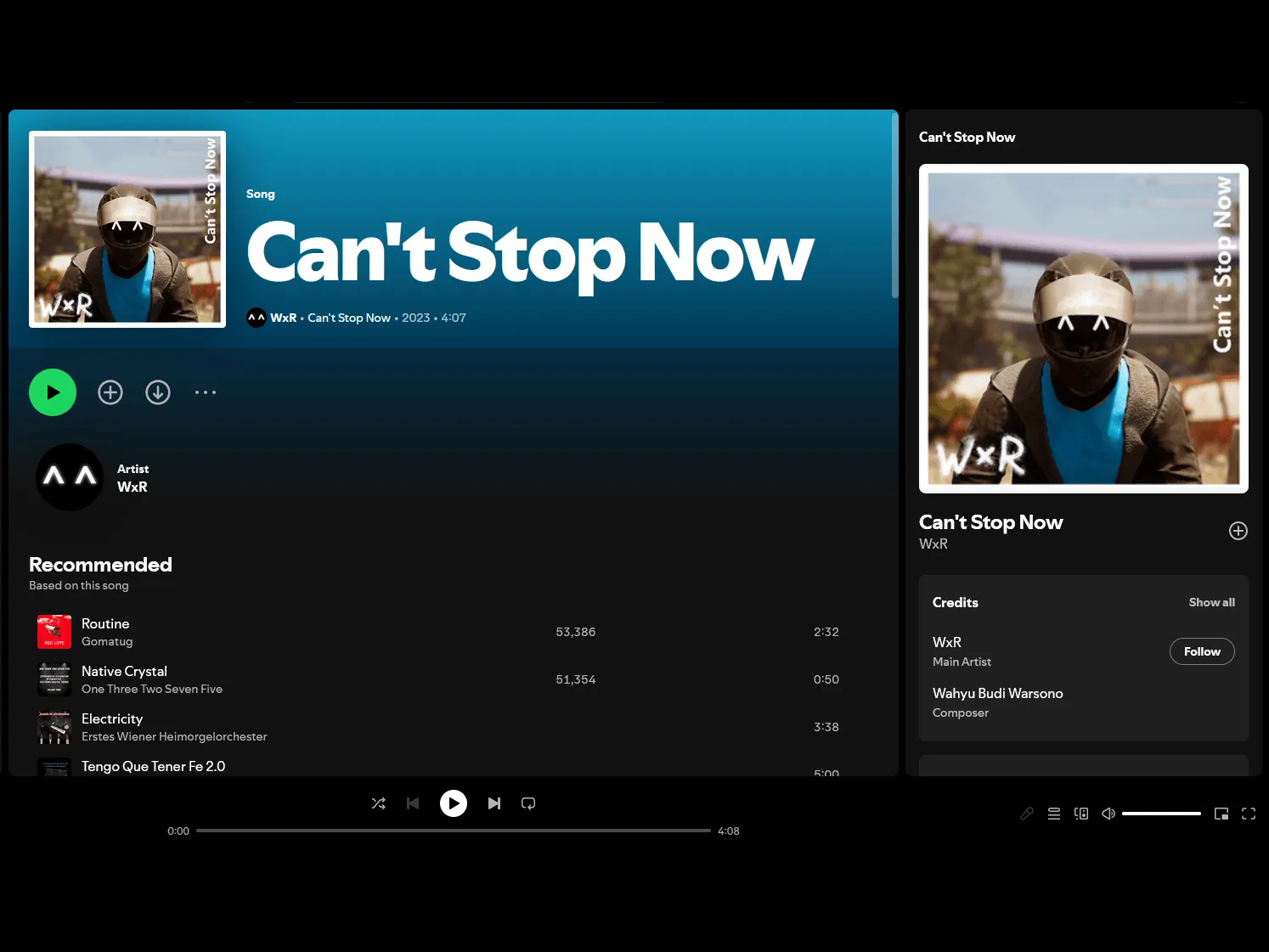 The track published on Spotify