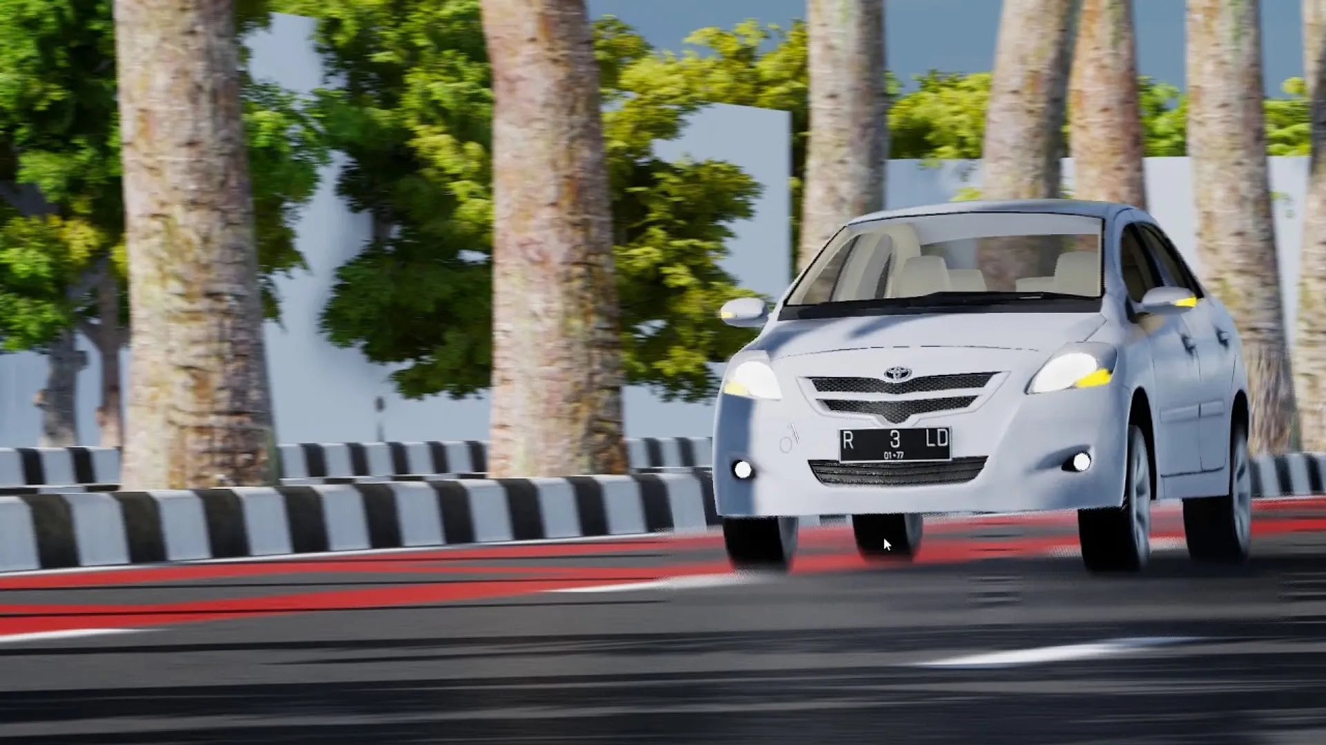A car test running in the simulator